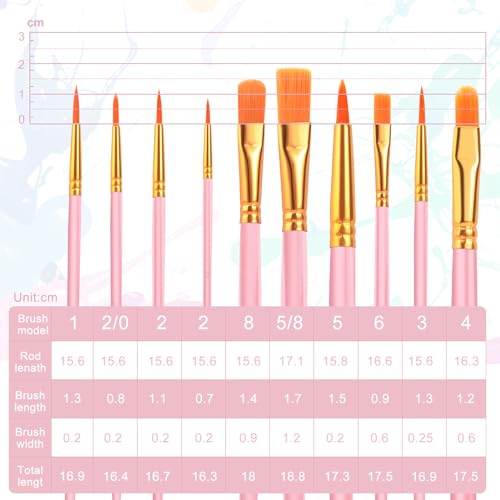 ESRICH 200PCS Pink Paint Brushes, Paint Brush for Acrylic Painting - color: Pink, size: 200