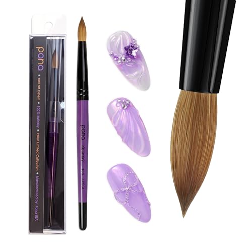 PANA Pure Kolinsky Hair Acrylic Nail Brush - Round Shape Black Ferrule with Purple Wood Handle (Size 10) - color: Purple, size: Size 10