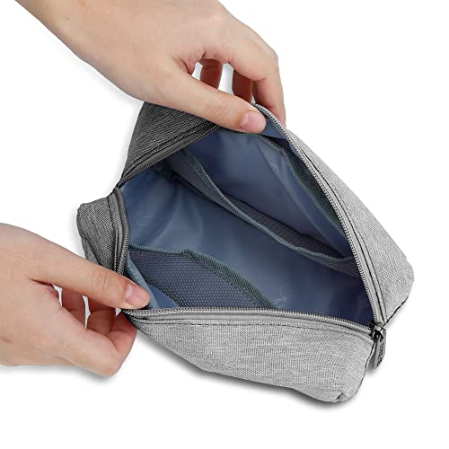 E-Tree Makeup Bag,Medium Travel Make up Pouch for Purse,Zipper Cosmetic Brush Skin Care Case for Women Man,Toiletry Bags,Tech Electronic Organizer,Small Canvas Storage for Personal Items,Grey - color: Grey, style: 7.8" X 3.9" X 3.9"