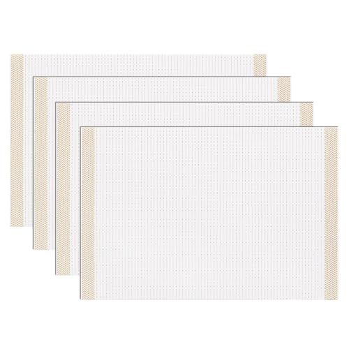 SHACOS White Gold Thread Woven Placemats Set of 4 Vinyl Place Mats - color: White Gold, size: Set of 4