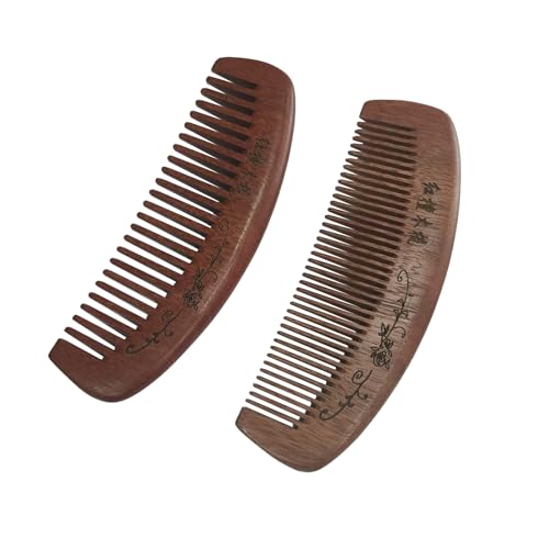 Wooden Hair Comb Set,labor comb, Wide Tooth and Fine Tooth Detangling Combs, Brown, 2 Pack (Medium) - size: Medium