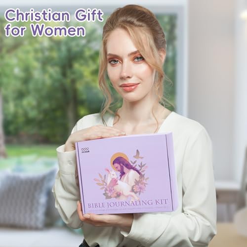 XKDOUS 50 Bible Study Supplies Journaling Kit with Journal and Case, Purple - color: Purple
