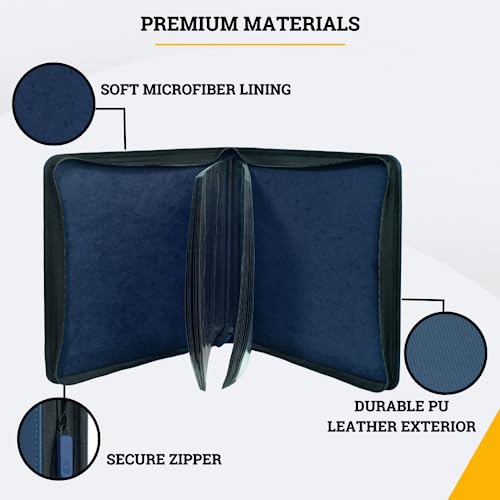 Card Guardian 12 Pocket Premium Binder with Zipper for 480 Cards, Blue - color: Blue
