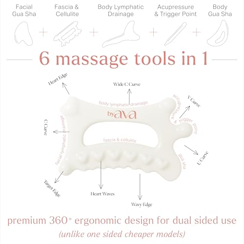 byAVA Ceramic Gua Sha Tool for Face and Body, Lymphatic Drainage Massager