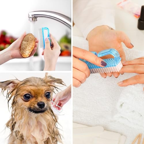 Larbois Handle Grip Nail Brush, Hand Fingernail Brush Cleaner Scrubbing Kit Pedicure for Toes and Nails Men Women (4 Pack) (Color-7) - color: Color-7