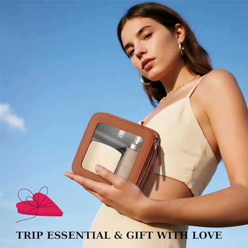 Clear Mini Makeup Bag for Fall, Cosmetic Make Up Pouch, Brown - color: Brown, size: Mini