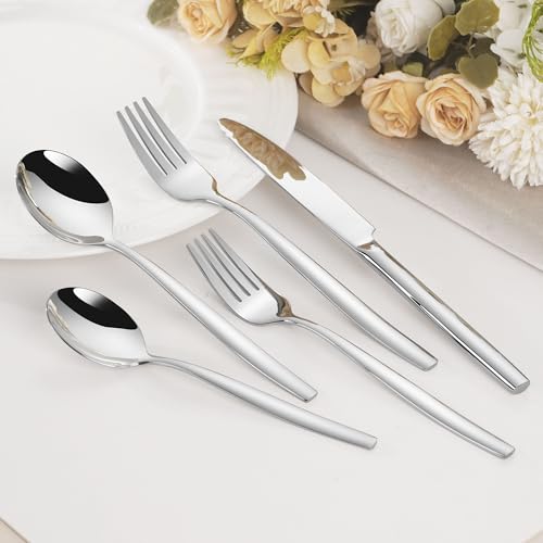 18/10 Stainless Steel Silverware Set, 40 Pieces Modern Flatware Set for 8 - size: 40 pieces for 8