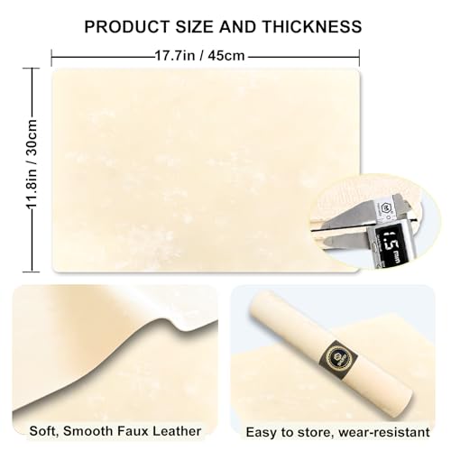 Faux Leather Placemats Set of 4, 11.8"x17.7", Pearl White - color: Pearl White, size: Set of 4