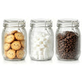 ComSaf Ribbed Glass Pantry Jars with Airtight Lids 34 oz 3 Pack Coffee - size: 34 fl oz x 3 - Ribbed