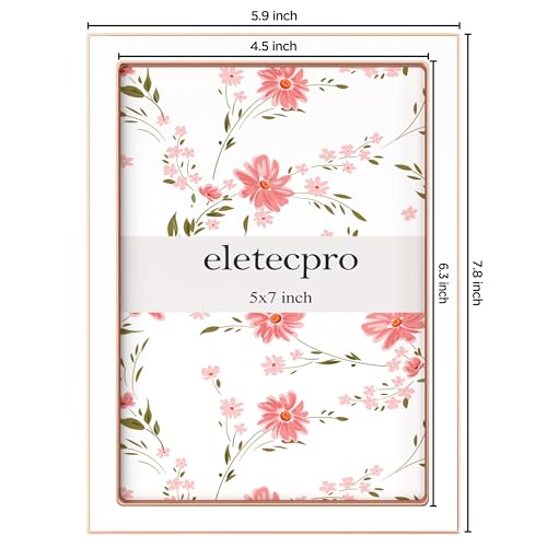 eletecpro 5x7 Enamel Picture Frame with Real Glass Cover, White, 2-Pack - color: White & Rose Gold, size: 5x7