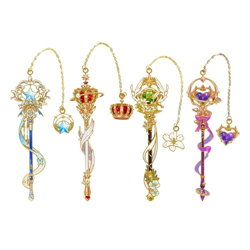 4 PCS Fantasy Wand Bookmarks, Magic Metal Book Marks for Reading Women, Girls, Birthday Christmas Gifts - style: Wand Bookmarks