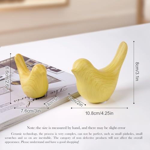 2 Pcs Ceramic Small Bird Figurines Modern Animal Statues for Home 、Room Decor and Bedroom Decor and Bookshelf Display (Light Wood Grain) - color: Light Wood Grain
