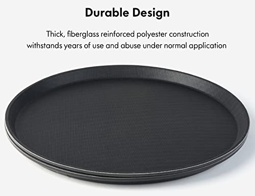 CURTA 2-Pack 16 Inch Round Non Slip Serving Tray, NSF Rubber Lined, Black - color: Black-round, size: 16 Inch
