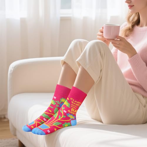 Funny Socks for Women and Teenage Girls, Cute Crazy Unique Novelty Gifts - color: B-bad-redblue-1