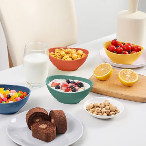 10 OZ Wheat Straw Bowls Set of 4 - Unbreakable Snack Bowls (Multi) - color: Multicolor, size: 10 Oz