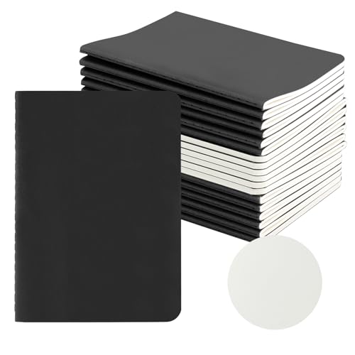 HOMEMARS Plain Notebook,18 Pack,100GSM,Small notebook,3.9" x 5.5", Black, Journaling Notebooks for Travel Journal, Work & School,Thick Paper,Plain Writing Drawing Sketchbook Diary,100 g/m² - size: Plain