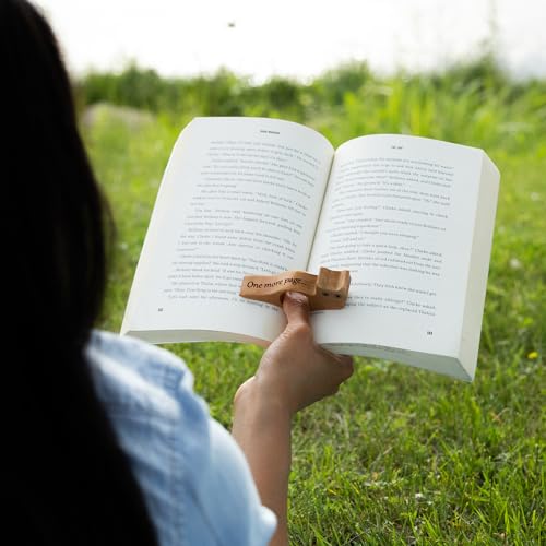 Wooden Thumb Book Page Holder – Cherry Hardwood Cat, One More Page Engraving – Handmade in USA, Bonus Wooden Bookmark Included - style: Cherry Hardwood