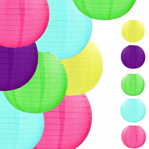 Paper Lanterns Decorative 15pcs Pastel Colorful Theme Party Decorations for Birthday Party Baby Shower Graduation Anniversary Blue Pink Green Purple Yellow Room Hanging Decor - color: Hot Pink,blue, Green,purple,yellow