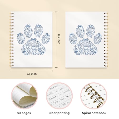 VONTP Seashell Beach Notebook, Dog Gifts For Women, 5.5x8.3 Inch - color: 007-Shell