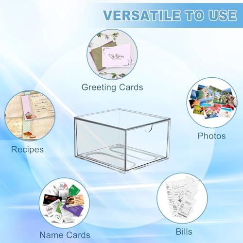 BTSKY 1 Pack Clear Index Card Box 3 x 5 Inch for Office Desk, Plastic