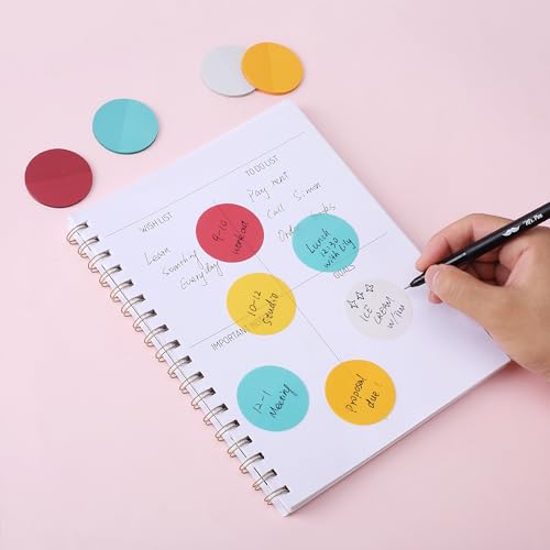 Mr. Pen- Round Transparent Sticky Notes, 1.8”, 4 Pads with Black Fineliner - color: Candy, size: 200 Sheets