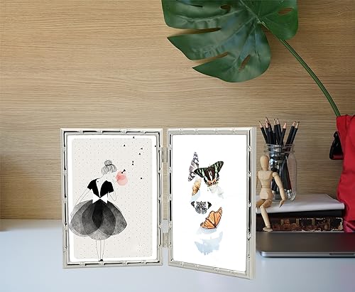 YiPinYin Silver 5x7'' Bamboo Detail Double Metal Picture Frame,Elegant Elegant Narrow Profile Silver Plated Photo Frames With Soft Velvet Backing for Desktop and Shelf Decor - color: Silver, size: 5x7Inch Double