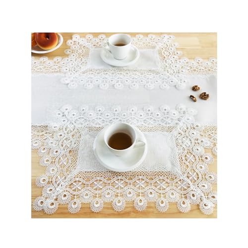 Lace Placemats Set of 2 Washable Off White 12x18inch - color: Dandelion, size: 2pcs