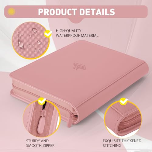 Trading Card Binder 9 Pocket, 360 Pockets Card Collection Binder - color: Pink