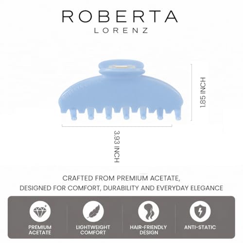 Luxury Hair Claw Clip Premium Acetate Strong Hold 4 Inch (Powder Blue) - color: Powder Blue