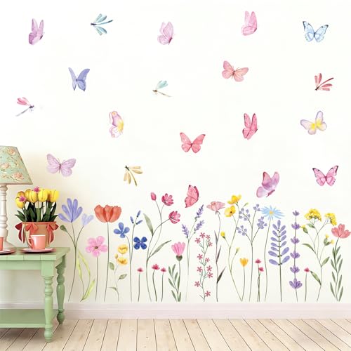 Flower Wall Decals, 8 Sheets 60 Pcs - color: Flower Butterfly