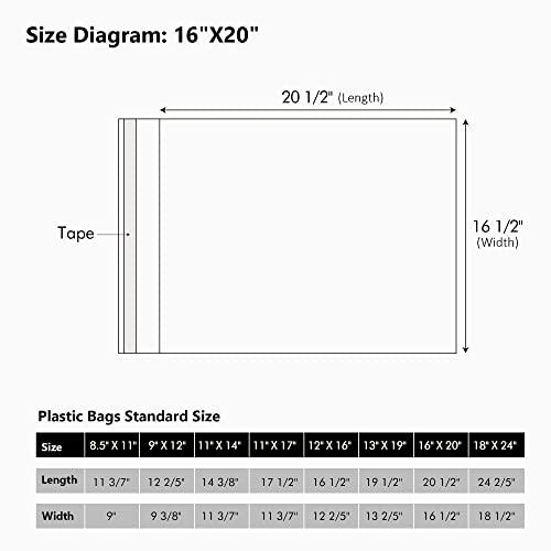 50 Pack Acid-Free Crystal Clear Sleeves Storage Bags for 16x20 Art Prints - size: 16x20 50 Pack