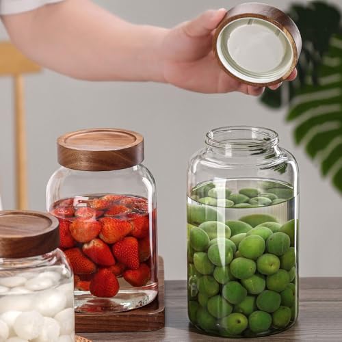 Glass Jar Canisters with Airtight Lids, Clear Glass Coffee Jars with High Sealing Threaded Mouth, Food Storage Canister for Pantry Sugar Tea Coffee Cookies (84 FL OZ / 2500ml) - size: 84 FL OZ / 2500ml