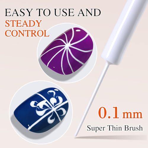 Double Rhythm 15 Ml Metallic Gel Liner Nail Art Bronze Mirror Chrome Painted Drawing Stripper 3D Effect Polish (White Liner Art -L1006) - color: White