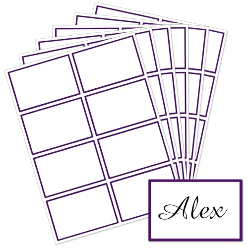 Starboling Name Tag Stickers, 200 Pcs 3"x2" Deep Purple Plain Name Tag Stickers with Colorful Border, for Office, Meeting, School and Home - color: Deep Purple Rectangle