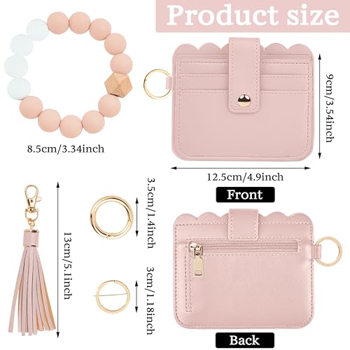 Wristlet Wallet for Women with Keychain – RFID Card Holder Small Wallet Wristlet with Key Ring - color: Pink, style: Classic