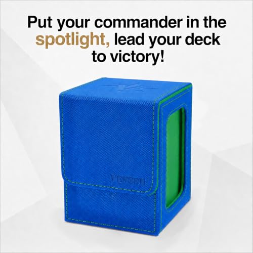 Venssu MTG Deck Box with Commander Display, Fits TCG Cards (Blue＆Green) - color: Blue＆Green