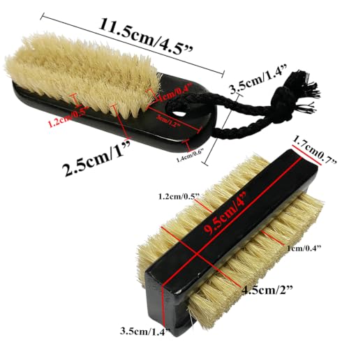 NewFerU Wooden Nail Brush Cleaner Black with 100% Natural Boar Bristles - color: Black Two-sided + With Rope