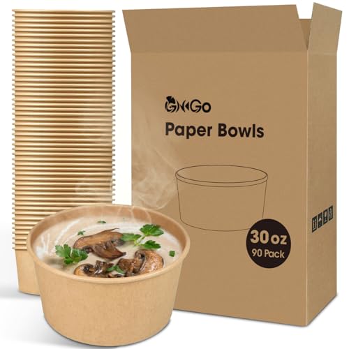 Ginkgo 90 Count 30 oz Extra Large Disposable Paper Bowls