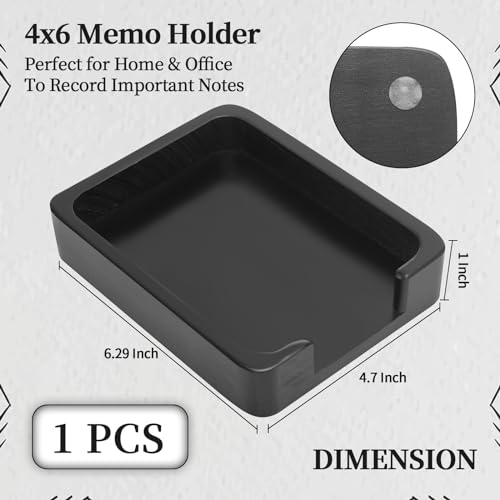 1PCS 4x6 Memo Holder For Desk Paper Holder Black Wooden Memo Organizer For Desk Paper Tray Index Card Holder Fits 4 x 6 Index Card Cardstock Pads Note for Office School