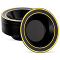 realluck 50 Pack Black Disposable Soup Bowls with Gold Rim - color: Black, size: 50Pack