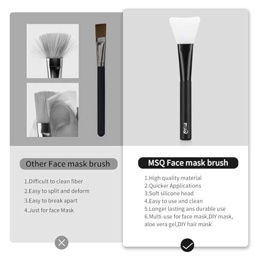 MSQ Silicone Face Mask Brush, Soft Facial Cleansing Scrubber, Facial Mask Brush for Mud, Clay, Charcoal Mixed Mask, DIY, Skincare Applicator Tools (Black 1PC) - color: Black