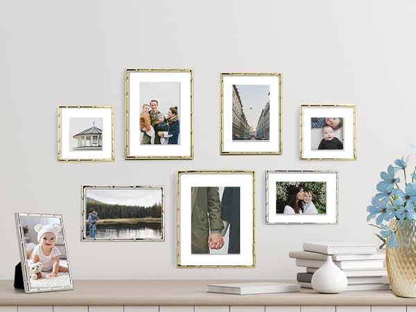 YiPinYin Elegant Gold Plated 3.5x5'' Bamboo Detail Designs Metal Picture Frame 2pack,with Real Glass & Soft Touch Velvet Backing for Desktop and Wall Décor - color: Gold, size: 3.5x5''(2PK)