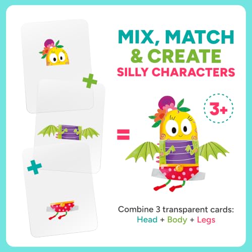 Kidrox Mix & Match Character Building Flash Cards, Transparent Layerable Learning Cards, 45 Pack - color: Mix & Match