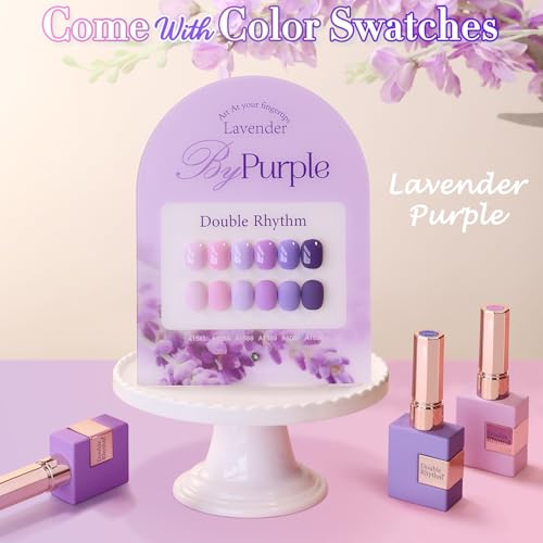 Double Rhythm 6 Pcs 15 ML Gel Polish Set Same Color Same Bottle Soak Off Gel Polish Kit Nail Art Manicure Salon DIY at Home for Women (Light Dark Purple Violet Rose Pink-T6-16) - color: Lavender Purple