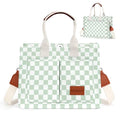 LHMTQVK Canvas Tote Bag for Women, Work & Bible Study Handbag - color: Green Grid