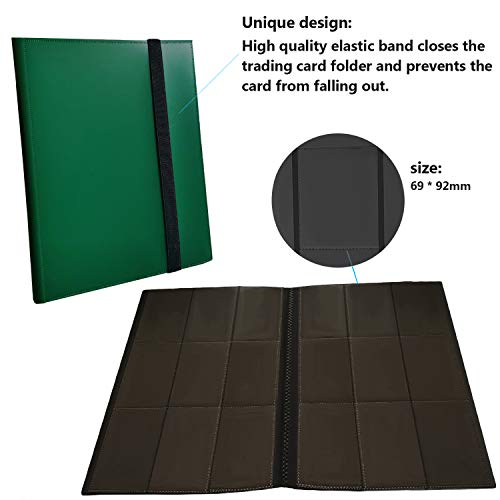 360 Pockets Trading Card Sleeves, Side Loading Pocket Binder, Album Pages Card Collector Coin Holders Wallets Sleeves Set - color: Green-360