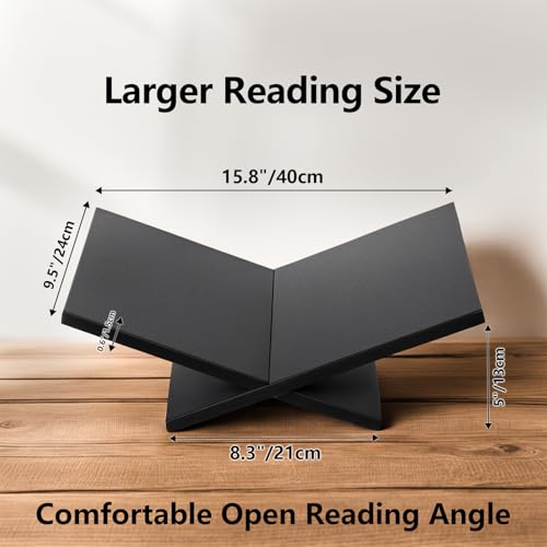 PUERSI Open Display Stand, Wooden Large Book Holder, Coffee Table Stand - color: Black