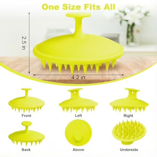 Silicone Scalp Massager Shampoo Brush, Scalp Brush for Hair Growth & Dandruff Removal, Hair Scrubber Scalp Stimulator Exfoliator Brush with Soft Bristles for Wet Dry Scalp Care (Fluorescent Green) - color: Fluorescent Green