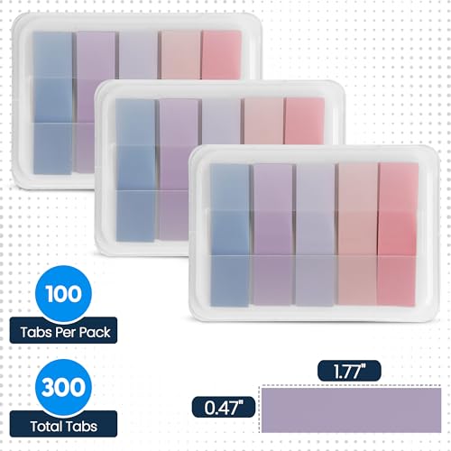 Essex Wares - 300 Pieces, 5 Light Pastel Colors, Transparent Sticky Tabs - color: Light Pastel Colors