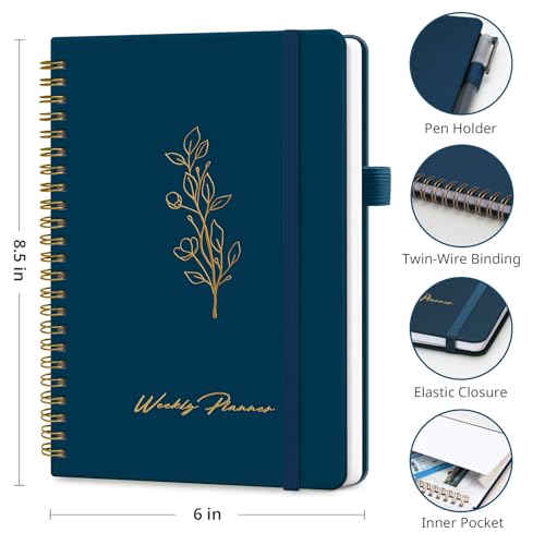 Taja Undated Weekly Planner, To Do List Notebook with Habit Tracker, A5 - color: i.Navy